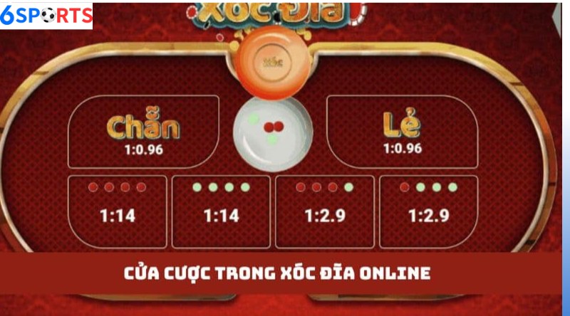 Các cửa cược trong xóc đĩa online